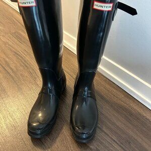 Hunter Women's Original Tall Boot in Black Gloss Size 9 (EU 40/41)